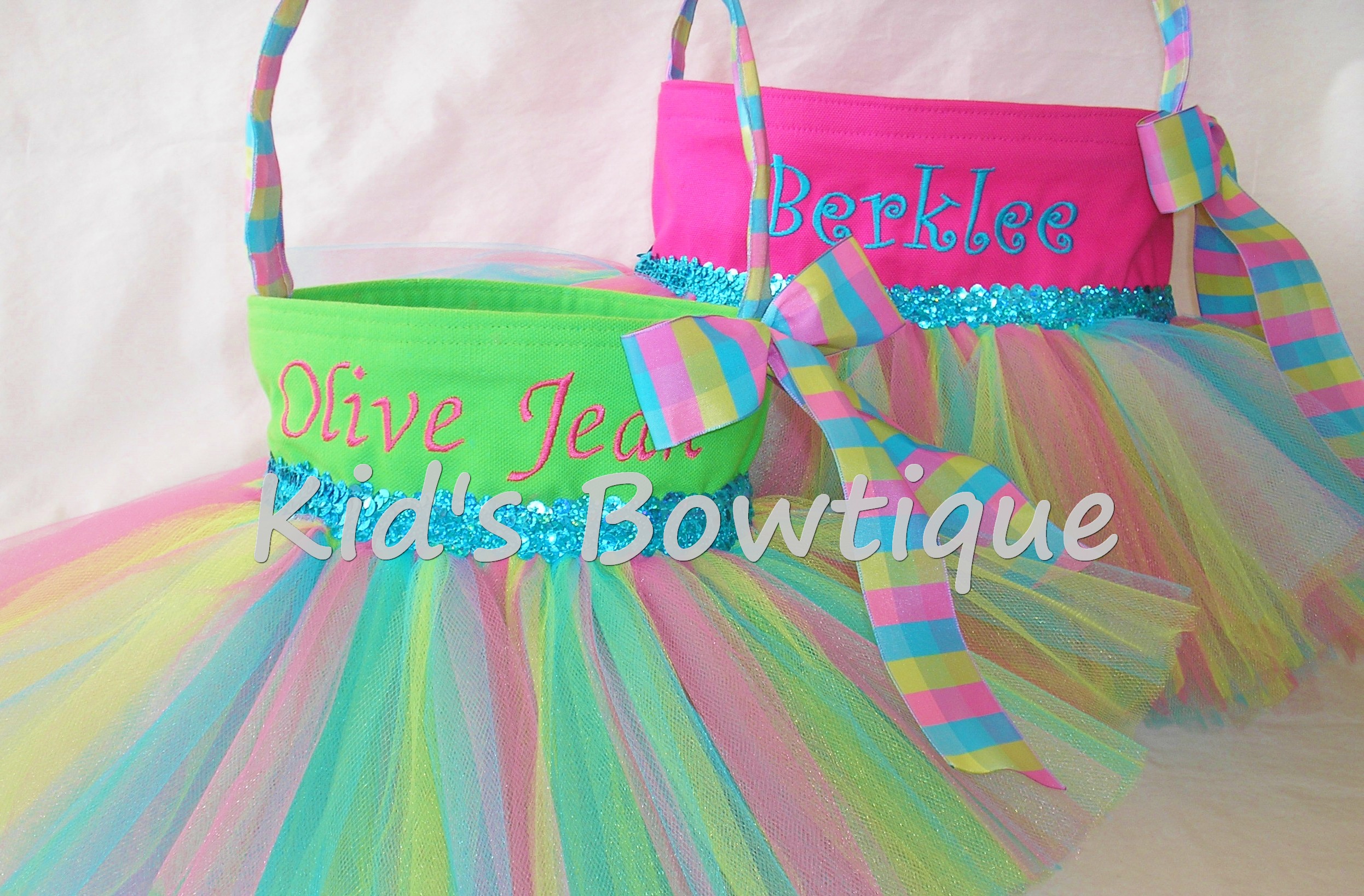 Monogrammed Easter Basket Tutu Bag- Personalized Purple Easter Bunny Basket Tutu Tote 