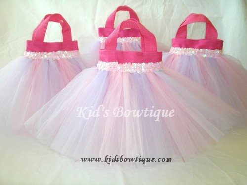 Pink and Lavender Baby Birthday Party Favor Tutu Bags