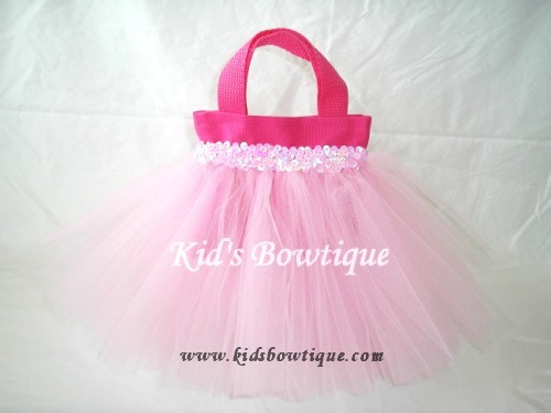 Pink with Pink Sequins Birthday Party Favor Tutu Bags