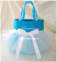 Princess Tutu Bag - ItemPTB9 Blue Bag White Tutu and Ribbons