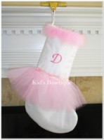 Christmas Tutu Stocking - ItemCTS2 Monogrammed White Stocking Pink Ballerina