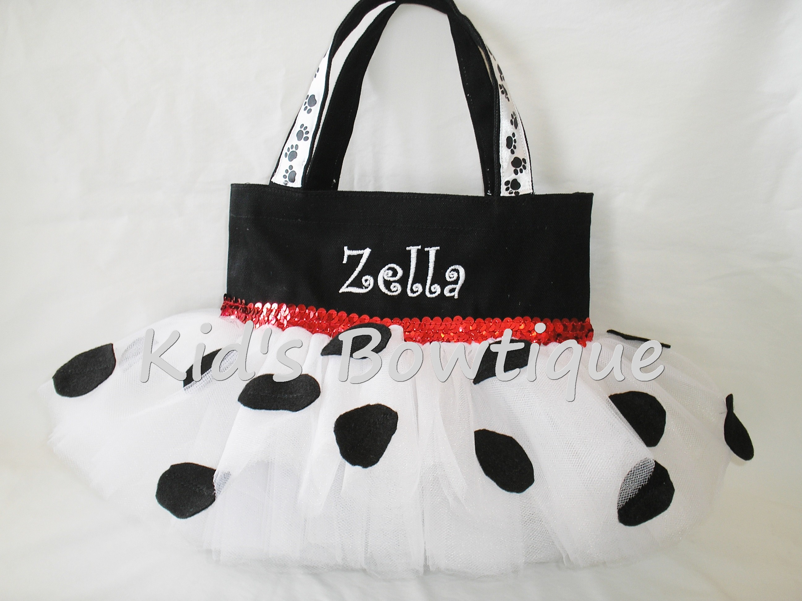 Halloween Tutu Bags - Item HTB8 Monogrammed Dalmatian Dog Tutu Bag