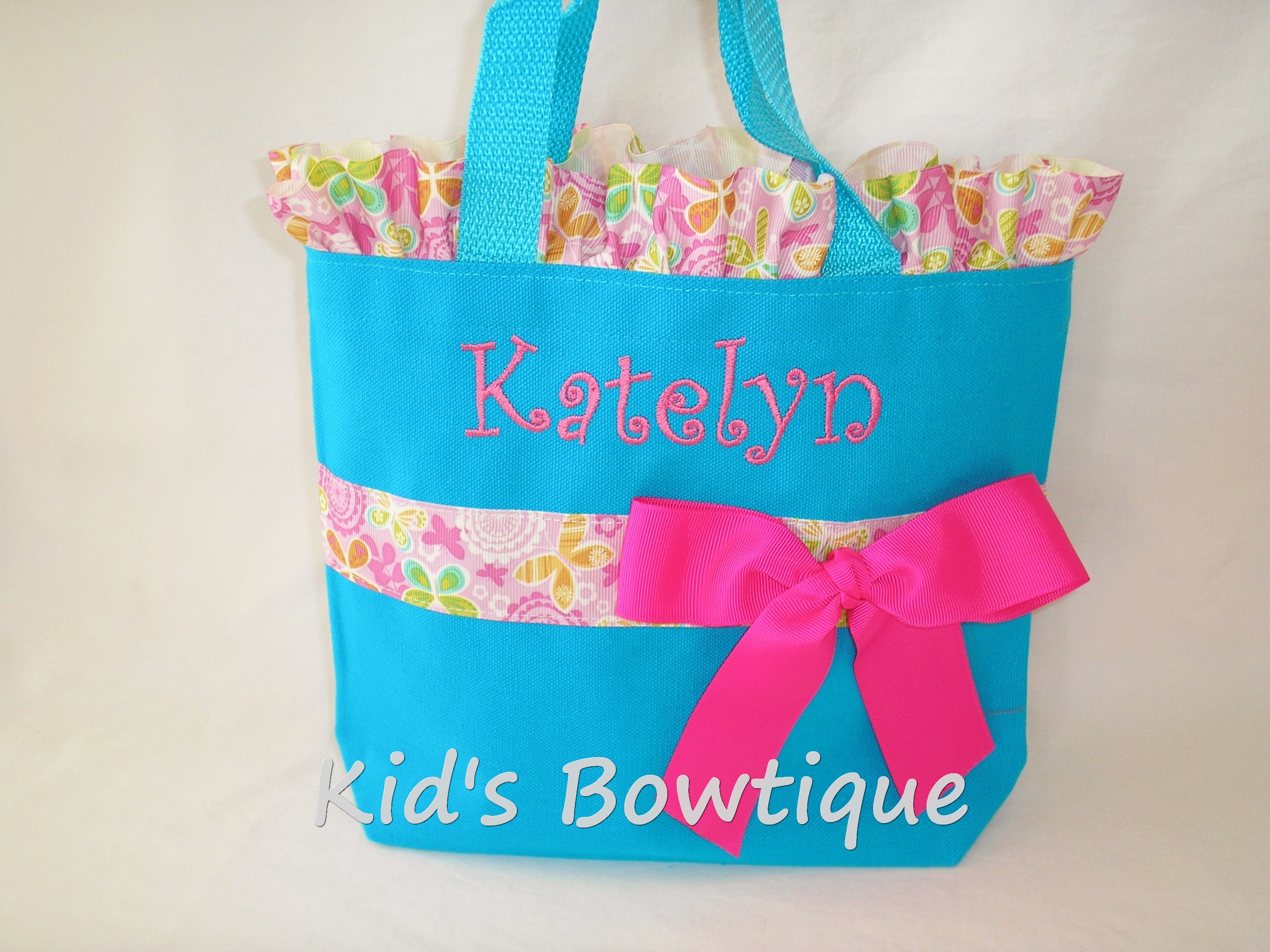 Ruffles and Bow Butterfly Ribbon Personalized Tote Bag