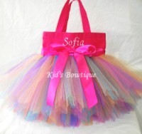 Monogrammed Tutu Tote Bag - ttb20 Hot Pink Rainbow Fairy