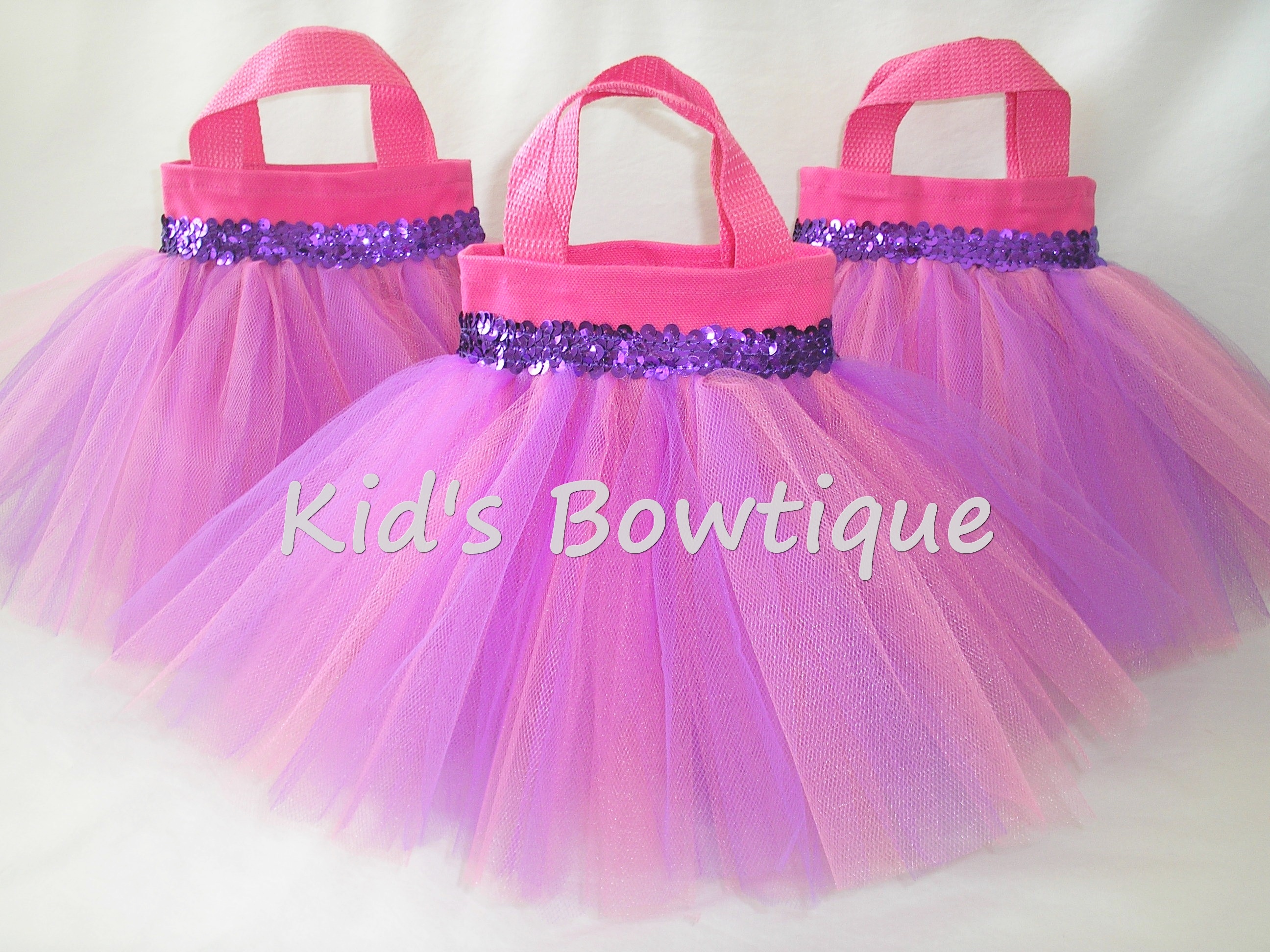 Party Favor Tutu Bags -pftb12 Pink/Purple Sequins