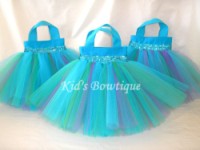 Party Favor Tutu Bags -Item pftb5 Peacock Turquoise Purple and Green
