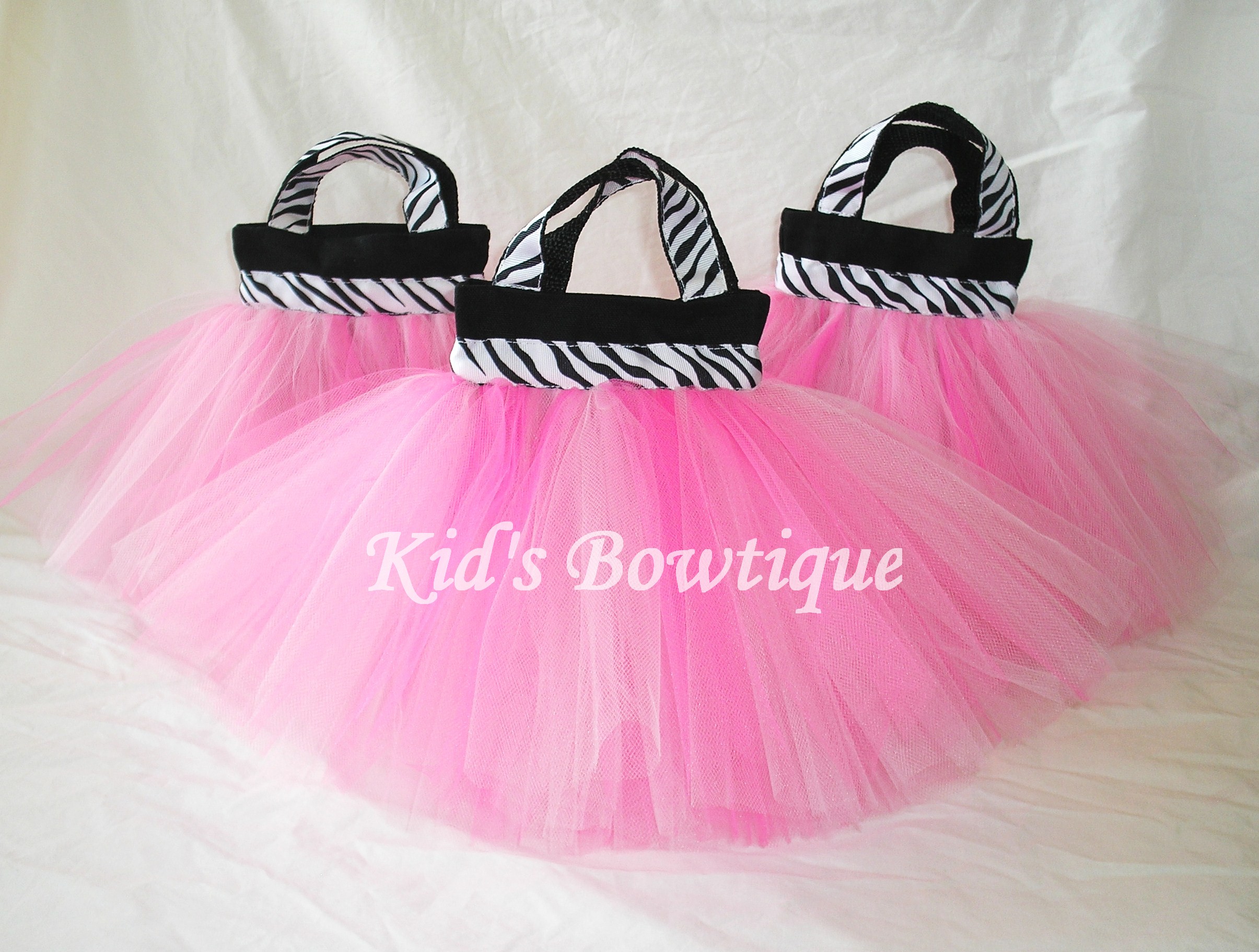 Party Favor Tutu Bags -pftb14 Pink Diva Zebra Ribbons